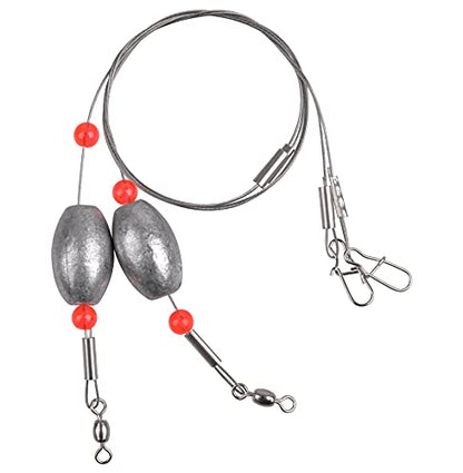 Carolina Saltwater Rigs, 8pcs Flounder Fishing Rigs, Stainless Steel Wire Leader with Egg Sinker Weights, Swivel Snaps for Catfish Grouper Drum Redfish Bottom Surf Fishing - size: 1-1/2oz-8pcs