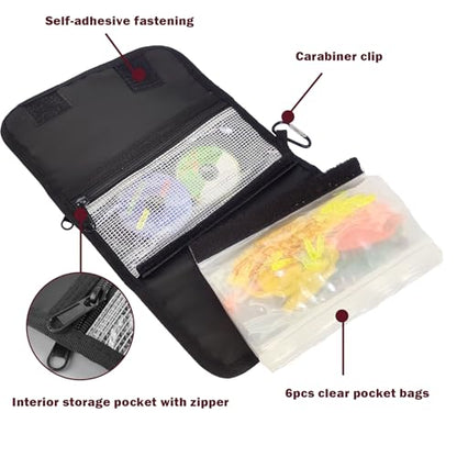 Aventik Fishing Tackle Organizer Case Soft Bait Binder Plastic Baits Spinner Bait Tackle Organized Removable Storage Pockets (Dark Red) - color: M:Dark Red