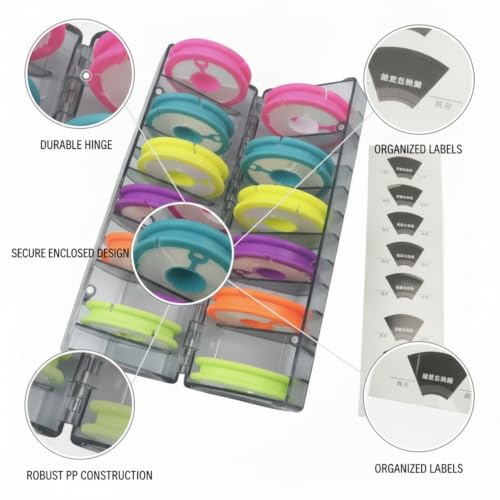 Fishing Line Spool Storage Box, Durable PP Plastic Organizer for Tackle Boxes, Keeps Spools Secure and Tangle-Free - size: 7.68 x 2.95 x 1.18 in