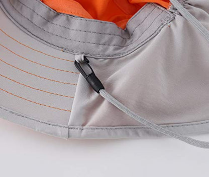 Connectyle Kids Sun Hat Adjustable Fishing Hat for Boys Grils Breathable UPF 50+ Protection Outdoor Beach Hat with Neck Flap - color: Orange