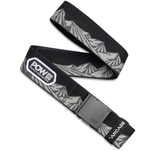Arcade Belts A2 Unisex Adventure Belt: Heavy Duty Stretch, Metal Free Buckle - color: Pow X Joseph Toney - Black/Charcoal, size: Standard (Up to 40"); 1.5" Wide