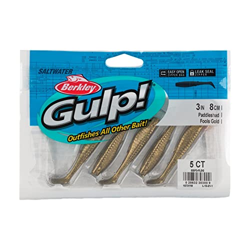 Berkley Gulp! Saltwater Paddleshad Fishing Soft Bait - color: Fool's Gold, size: 3"