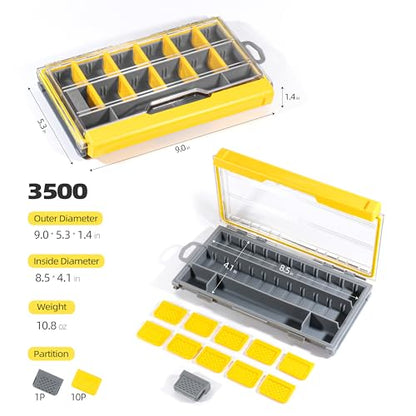 RUNCL 3500 Standard Fishing Tackle Box, Waterproof Floating Lure Storage Box with Adjustable Dividers, Clear Rust-Proof Utility Tray for Terminal Tackle, Hooks and Sinkers - color: 3500 Standard
