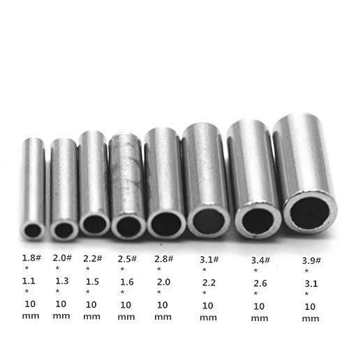 Heavy-Duty Copper Fishing Line Crimp Sleeves - 100 Pcs Bulk Pack, Compatible with 5lb-200lb Monofilament & Steel Leader Lines, Durable & Strong for Saltwater Fishing Leaders - size: 100pcs 3.4#Crimp Sleeves