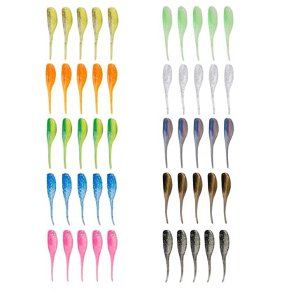 Crappie Lures Soft Plastic Baits Fishing Lures FS/RE-02 | Natural swimming action, soft plastic, 10 condition-matched colors, bulk pack for crappie bass catfish - style: 50pcs