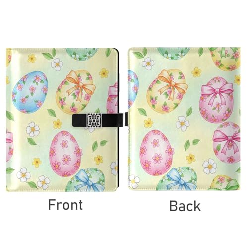 Easter Eggs Flowers Bows A5 PU Leather Refillable Binder,Business Notebook Travel Planner with Expandable Pockets,6-Ring,Pen Storage & Easy-Clean Surface for Daily Use - color: Easter Eggs Flowers Bows