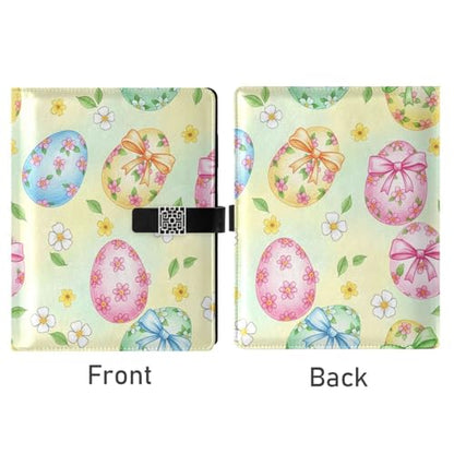Easter Eggs Flowers Bows A5 PU Leather Refillable Binder,Business Notebook Travel Planner with Expandable Pockets,6-Ring,Pen Storage & Easy-Clean Surface for Daily Use - color: Easter Eggs Flowers Bows