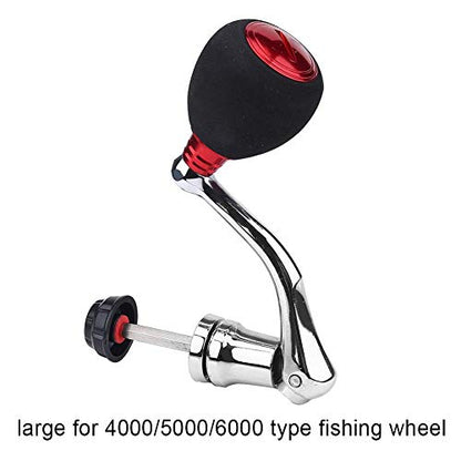 Keenso Spinning Handle Nonslip 2 Reel Replacement Handle Metal Fishing Reel Replacement Parts - size: Red- Large for 4000 & 5000 & 6000