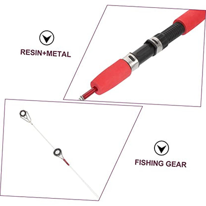 POPETPOP Portable Ice Fishing Rod Lightweight Short Winter Fishing Pole Metal Lure