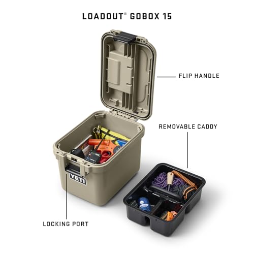 YETI LoadOut GoBox Collection, Divided Waterproof Cargo Case, Dry Box, Camera Case, Fishing Tackle Box - color: Charcoal, size: GoBox 15