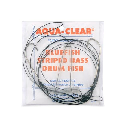 Aqua-Clear Hi-Lo Bluefish Wire Rig 3/0 Hooks, Bluefish Striped Bass Drum Rig, 45 lb Surflon Black Wire Leader, Saltwater Surf Fishing Tackle
