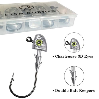 Swimbait Jig Heads Fishing Jigs Swim Bait Jighead with Two Bait Keepers and 3D Eyes 1/8 3/16 1/4 3/8 1/2oz Jigheads Freshwater Saltwater Fishing - size: 1/8oz