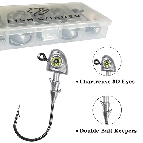 Swimbait Jig Heads Fishing Jigs Swim Bait Jighead with Two Bait Keepers and 3D Eyes 1/8 3/16 1/4 3/8 1/2oz Jigheads Freshwater Saltwater Fishing - size: 1/2oz