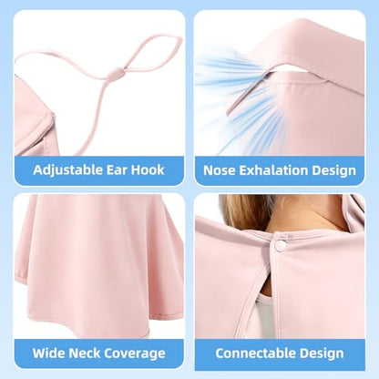 UPF 50+ Sun Protection Face Mask with Neck Coverage, UV Face Mask for Outdoor Activities, Unisex Breathable Sun Mask - style: Pink