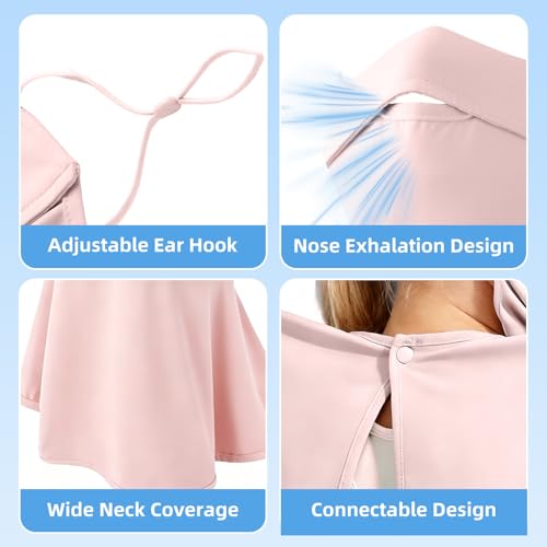 UPF 50+ Sun Protection Face Mask with Neck Coverage, UV Face Mask for Outdoor Activities, Unisex Breathable Sun Mask - style: Pink