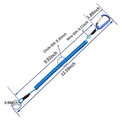 Fishing Lanyards, 7PCS Retractable Steel Wire Coiled Lanyard Safety Fishing Tool Ropes Accessories with Buckle Clip and Split Ring for Pliers Lip Grips Tackle, Boating, Kayak - color: Blue