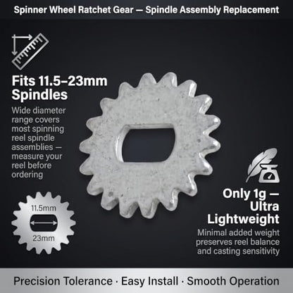 Spinner Wheel Ratchet Gear for Fishing Reels – Metal Replacement Part for Spindle Assembly, Left/Right Hand Swap Design, 11.5–23 mm Diameters, 1 g Lightweight, Pack of 1 - size: 8