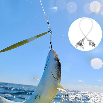 Fishing Fluorocarbon Leader Line, 12/48pcs Fluorocarbon Fishing Lines with Swivel and Snaps Heavy Duty 20-50lb Saltwater Freshwater Fishing Leader Connects Lures Bait Hooks - style: 50lb-12pcs
