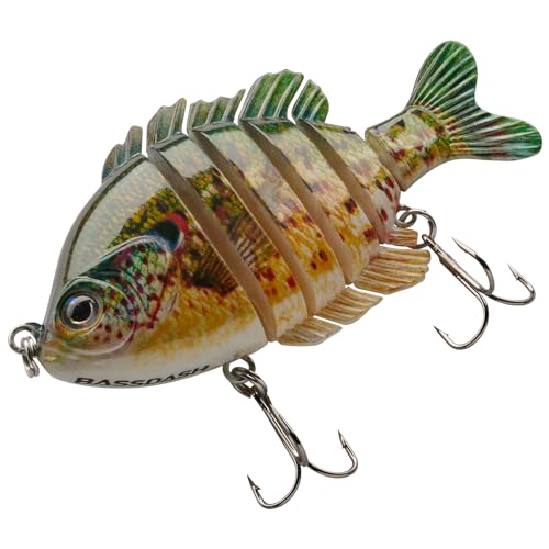 BASSDASH SwimPanfish Multi Jointed Panfish Bluegill Swimbaits Hard Topwater Bass Lures Fishing Lure Crank Saltwater 3.5in/0.85oz - color: Spotted Sunfish