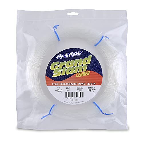 HI-SEAS Grand Slam Monofilament Fishing Leader - Superior Strong Clear Black, for Freshwater & Saltwater Big Game Bottom Fishing, Trolling - color: Clear, style: 100 Yd, 400 Lb, .079 in / 2.00 Mm