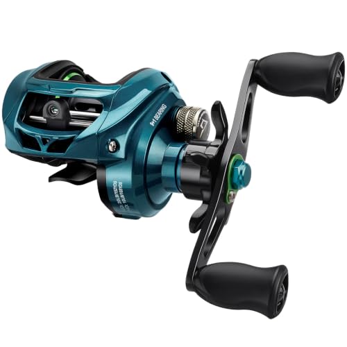 Piscifun Ultra-Light Baitcasting Reel, 5.5 oz Compact Low Profile Baitcaster, 7.1:1 Gear Ratio, 40mm Palm Fit, Magnetic Brake Fishing Reel for Creeks, Ponds, Light Lures & Finesse Bass - color: Teal