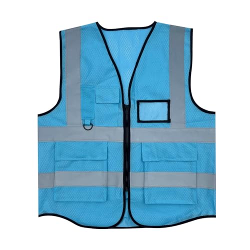 Fishing Vest - Work Vest for Men V Neck Zip Up Lightweight Breathable Sleeveless Utility Jackets Mesh Outwear Vests 2026 - color: 04# Sky Blue
