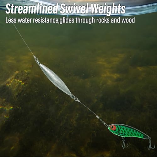 Dr.Fish 20 Pack Inline Trolling Weights with Double Barrel Swivels (1/16oz-3/4oz), Lead Egg Sinkers for Salmon Trout Walleye Freshwater Saltwater Fishing - size: 3/8oz-20 Pack