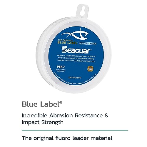 Seaguar Blue Label Fishing Leader Line for Saltwater, 100% Fluorocarbon, Clear, Multiple Sizes - size: 25lbs/50yds