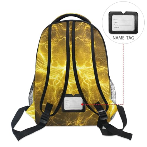 Pfrewn Kids Backpack for Boys Hot Yellow Lightning Electrical Backpacks Lightweight School Bag 17" - color: Cowgirl, size: 12x7.3x16.9in