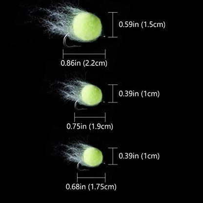 BASSDASH Fly Fishing Wet Flies Streamers Nuke Eggs for Trout Steelhead Salmon Fishing, Fly Lure Kit with Box - size: #6