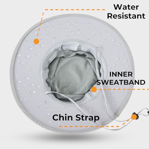 Flammi Mosquito Net Hat Safari Hat UPF 50+ Sun Protection Boonie Hats for Men with Neck Flap Fishing Hiking Hat for Men/Women - color: Light Grey