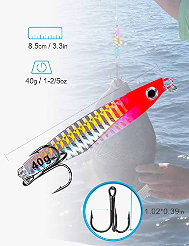 Saltwater Fishing Jigs Vertical Flat Jigging Lure, 6pcs Metal Sinking Lure for Tuna, Amberjack, Kingfish, Snapper