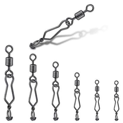Dr.Fish 20 Pack Fishing Speed Clips with Barrel Swivel, Stainless Steel Lure Quick Clips Snap Swivels Freshwater - size: #2-95LB