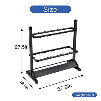 JOYWAVE Aluminium Fishing Rod Holders, Portable Fishing Rod Rack, Holds Up to 24 Rods, Modern Matte Black, 27.9x12.6x27.5 inches - color: Matte Black