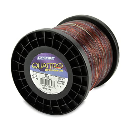 HI-SEAS Quattro Monofilament Fishing Line - Low-vis 4 Color Camo, Strong & Durable Performance Saltwater Main Line - style: 40 Lb Test, 0.60 Mm Dia, 1400 Yd