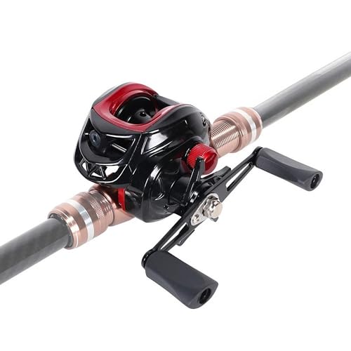 Metal + Nylon Baitcasting Reel - 7.2:1 High-Speed, Metal Spool, Dual Magnetic Brake, 8kg Drag, Long-Casting Anti-Backlash Lure Reel for Bass & Multi-Species Fishing - color: Red