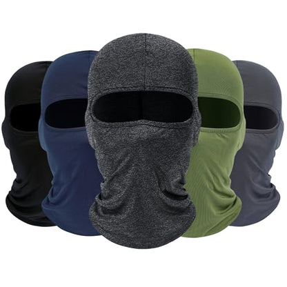 ROXUN Balaclava Ski Mask, 5 Pack Neck Gaiter Motorcycle Summer Cooling | UV Protection Shiesty, Windproof Scarf for Men/Women, Face Mask, Versatile Use - color: Black+army Green+navy+dark Gray+hemp Gray