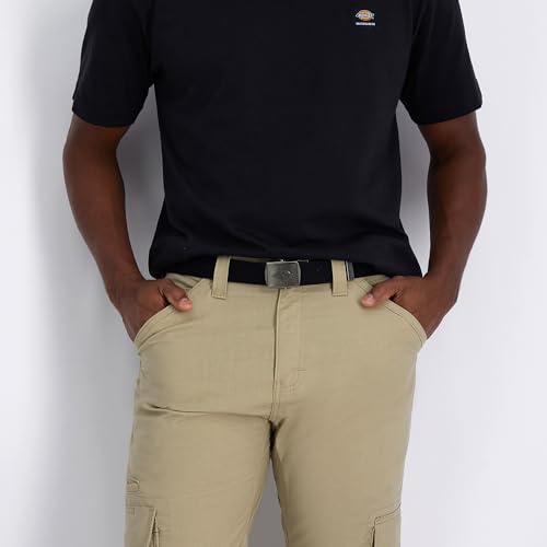 Dickies mens Fabric Web Plaque Logo Buckle Belt - Fits Up to Size 42" Waist - color: Black, size: Large-X-Large
