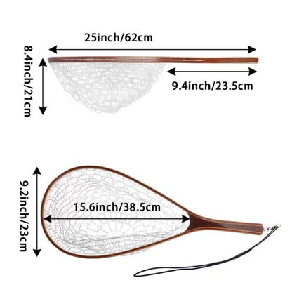 EUPHENG Fly Net Trout Net Landing Net Float Fishing Net Soft Rubber Clear Ghost Net Catch & Release Net Magnetic Net Release - color: HWRN05-Round Head Clear Rubberized Net