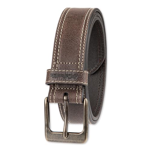 Columbia Men's Leather Casual Belt Tan & Brown Classic Style for Everyday Wear - color: Brown Contrast Stitch, size: Medium (34-36)