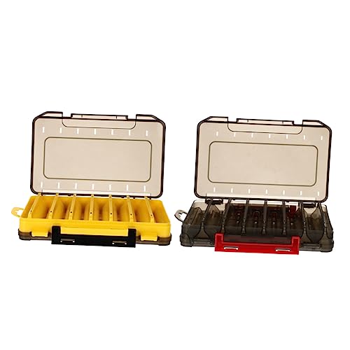 Toddmomy 2Pcs Multi Grid Fishing Gear Box Tackle Organizer for Baits and Portable Fishing Case for Outdoor Fishing Activities