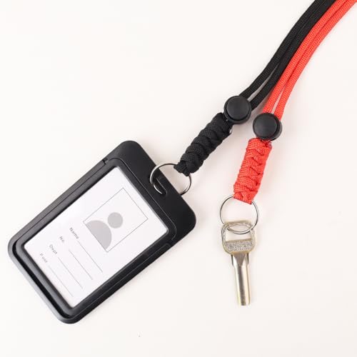 Anjiucc 20pcs Braided Lanyard Keychain, Neck Badge Lanyard with Keyring Adjustable Length for Keys Whistle ID Card Holder - color: Black