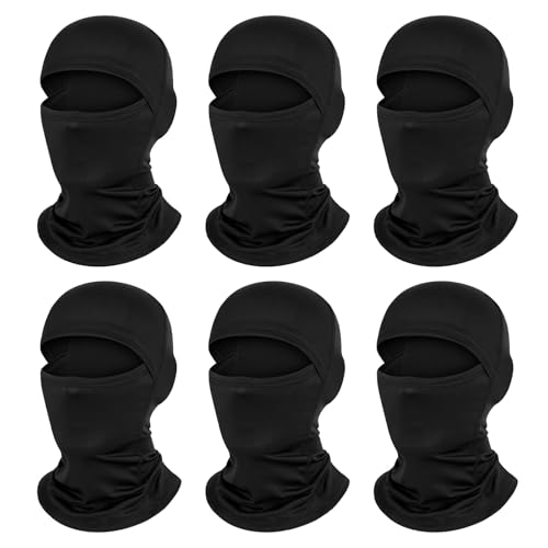 3-6Pcs Balaclava Face Mask, Ski Mask for Men Women, Lightweight UV Protection Hood Breathable Cycling Fish - color: 6pcs-6black-a