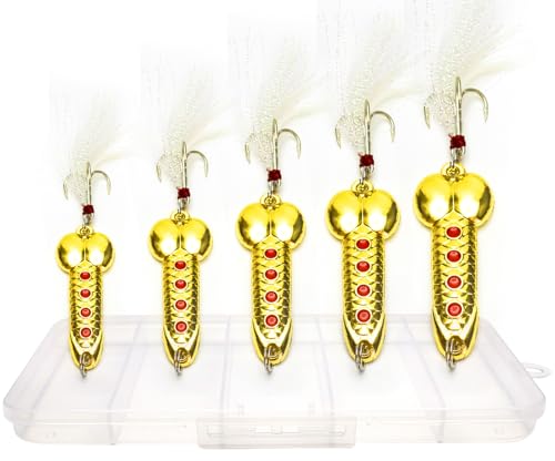 5Pcs Funny Fishing Lures for Men Freshwater Saltwater Fishing Equipment Fishing Spinner Baits for Bass/Trout Gag Gift for Valentine's Day, White Elephant Festival Father's Day - color: Golden