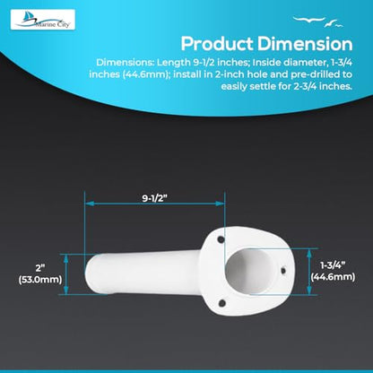 MARINE CITY Flush Mount Fishing Rod Holder 30 Degree Polypropylene, Durable, Lightweight, Easy Access for Fishing, Fits 2" Hole, Ideal for Kayaks, Boats and Yachts - color: White, style: 1 Pcs