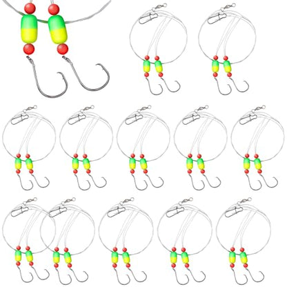 JellyArch 12 Pcs Pompano Rigs for Surf Fishing Offshore Surf Fishing Rigs Saltwater Gear Tackle with 2/0 Circle Hooks Double Circle Swivels Duo Lock Snaps - color: Yellow Green