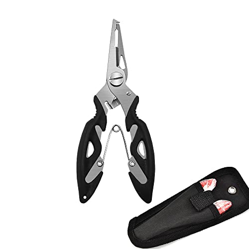 SagaSave Fishing Pliers Scissors Braid Cutters Lightweight Stainless Steel Fishing Tools Split Ring Pliers Hook Remover Multi-Tools Fishing Gripper