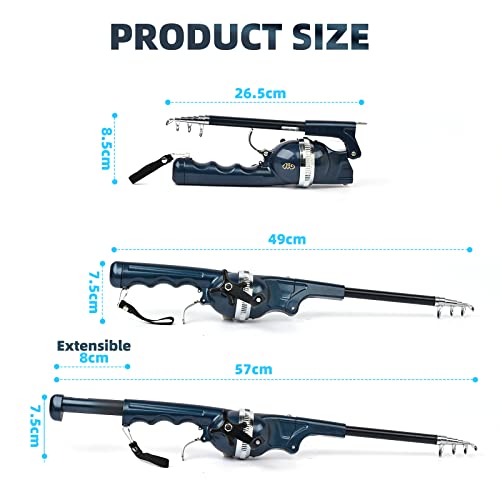 BLISSWILL Fishing Gear Pocket Telescopic Fishing Rod Combo with Reel and Line