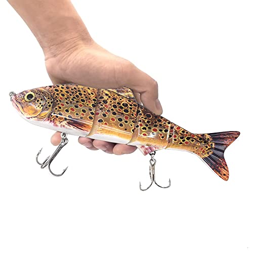 10in Multi Jointed Swimbait Fishing Lures Bait,4 Segment Big Giant Sinking Fishing Bass Lures,Crankbaits Swimbaits with Treble Hook - color: 10in,4.76oz-Color C