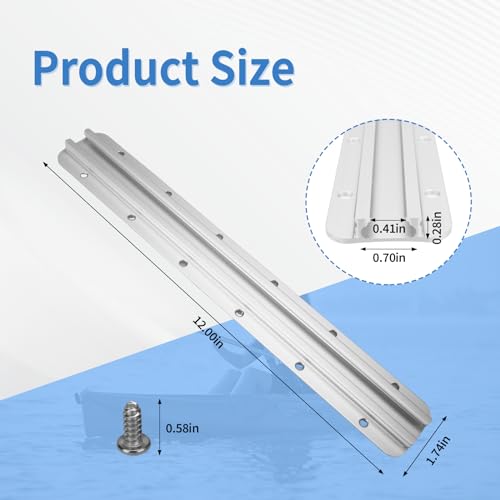 Aluminum Kayak Track, Kayak Rail for Fishing Rod Holder, Kayak Rail Track for Paddle Holders, Kayak Gear Track Accessories for Cup Holder, Kayak Accessories Mount Track - size: 12 Inch